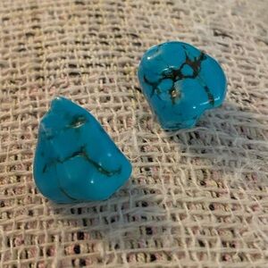 Natural Turquoise Nugget Stud Earrings